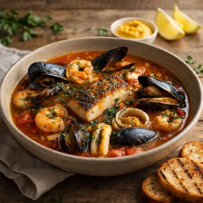 Marmite de la mer sauce rouille au safran
