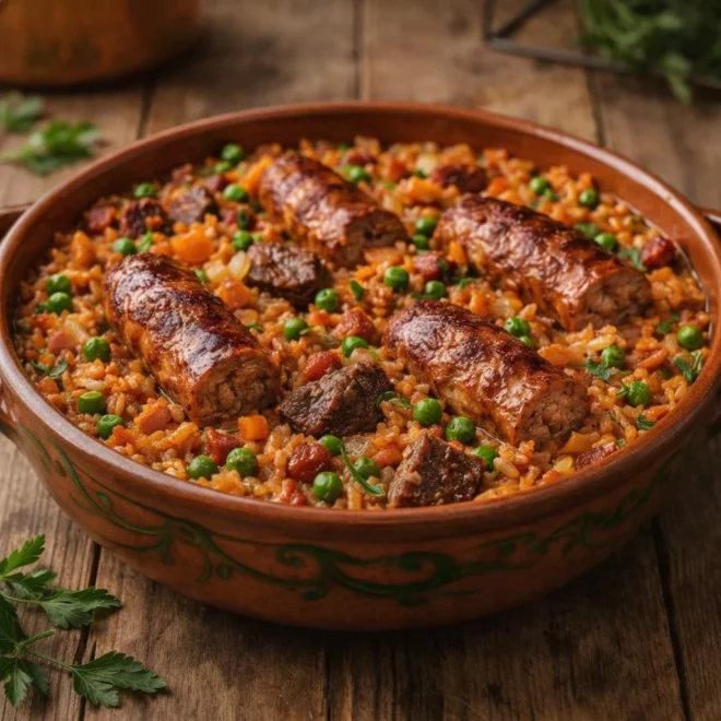 Marmite toulousaine : bœuf, saucisse fumée et riz