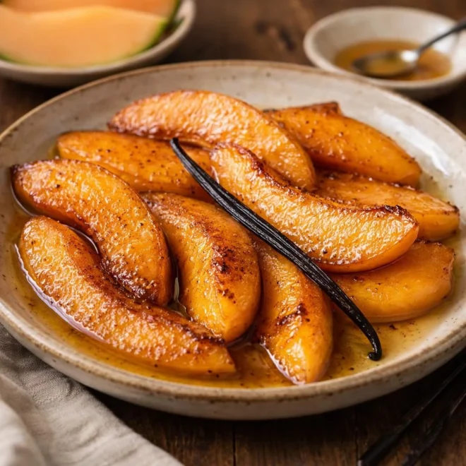Melon poêlé au beurre et à la vanille : prêt en minutes