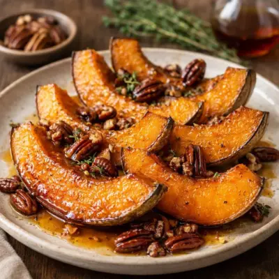 Melon rôti au sirop d’érable et noix de pécan