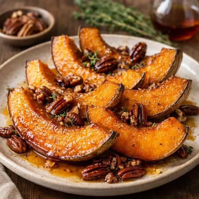 Melon rôti au sirop d’érable et noix de pécan