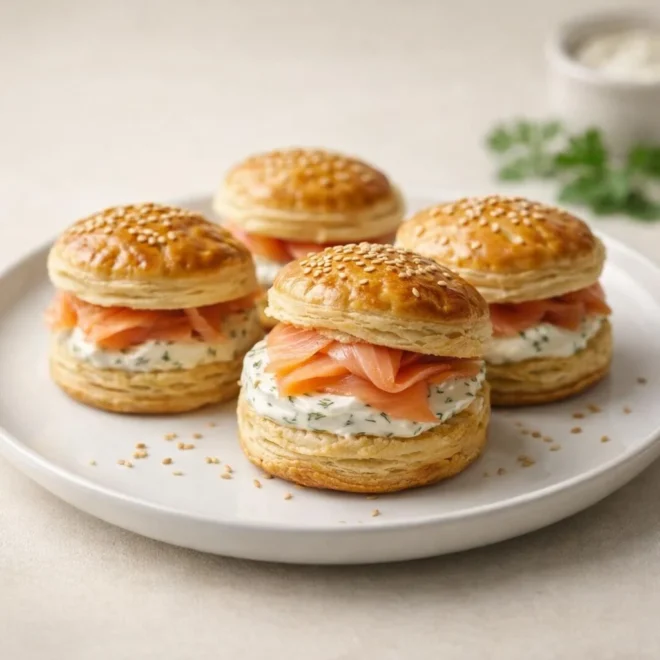 Mignardises de feuilleté au saumon fumé : mini bouchées