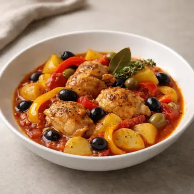 Mijoté de poulet à la provençale : pommes de terre