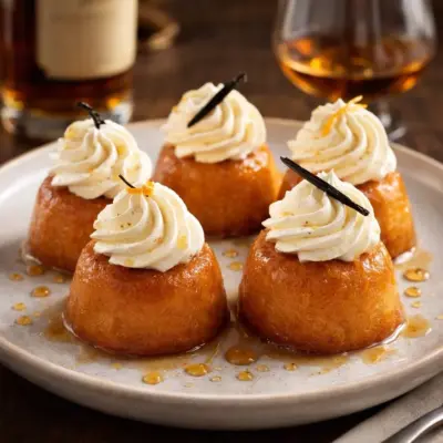 Mini-babas au rhum : chantilly vanille moelleuse