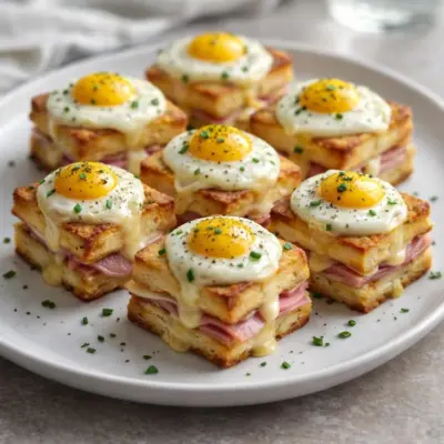 Mini croque-madame apéritif au jambon blanc