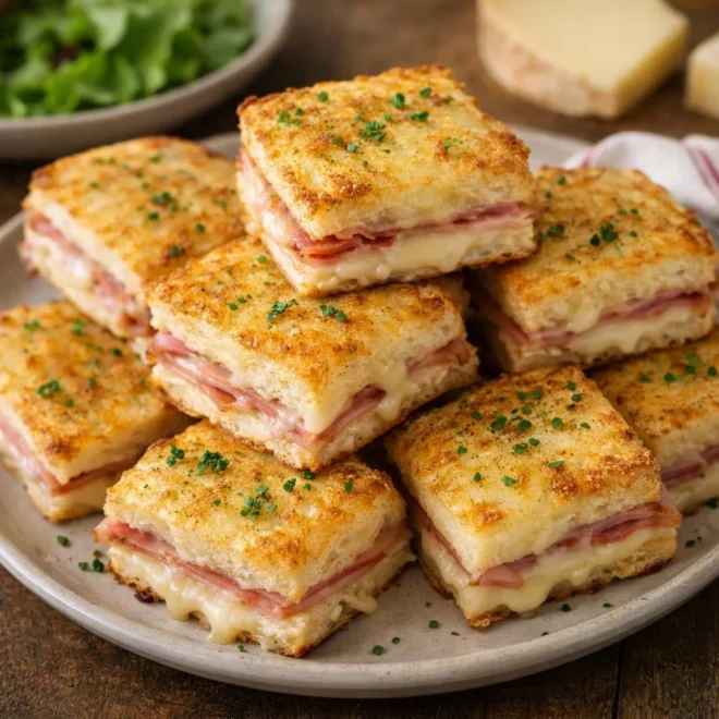 Mini croques au jambon fumé et au comté