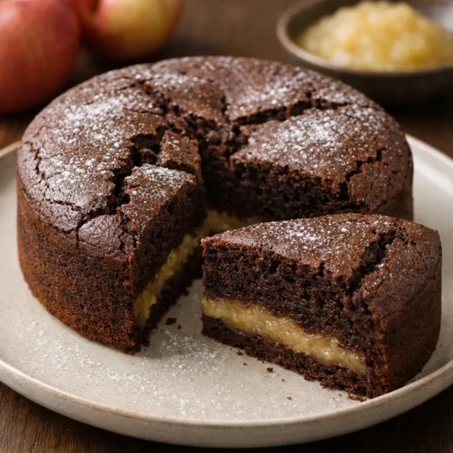 Moelleux au chocolat et compote de pommes : cœur fondant