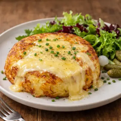Moelleux de pommes de terre à la raclette, cœur fondant