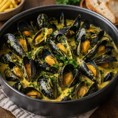 moules au curry façon mouclade : lait de coco & vin blanc