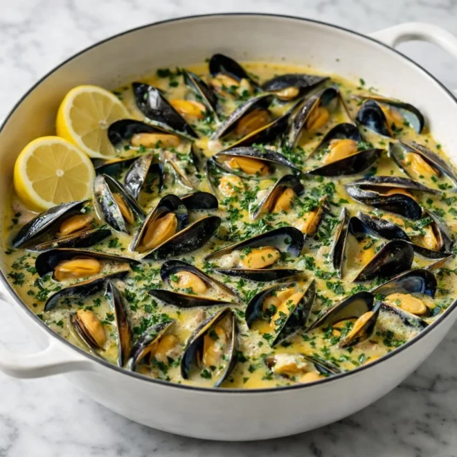 Moules marinières à la crème et vin blanc : recette