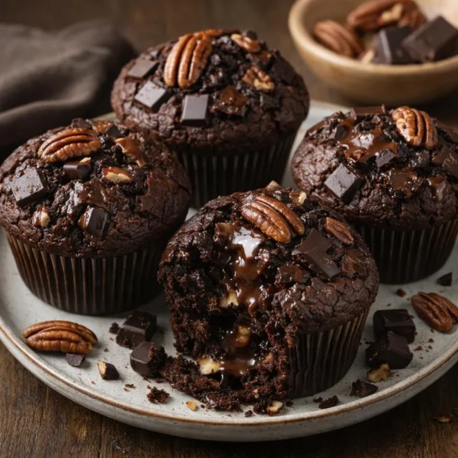 muffins brownie au chocolat et noix de pécan