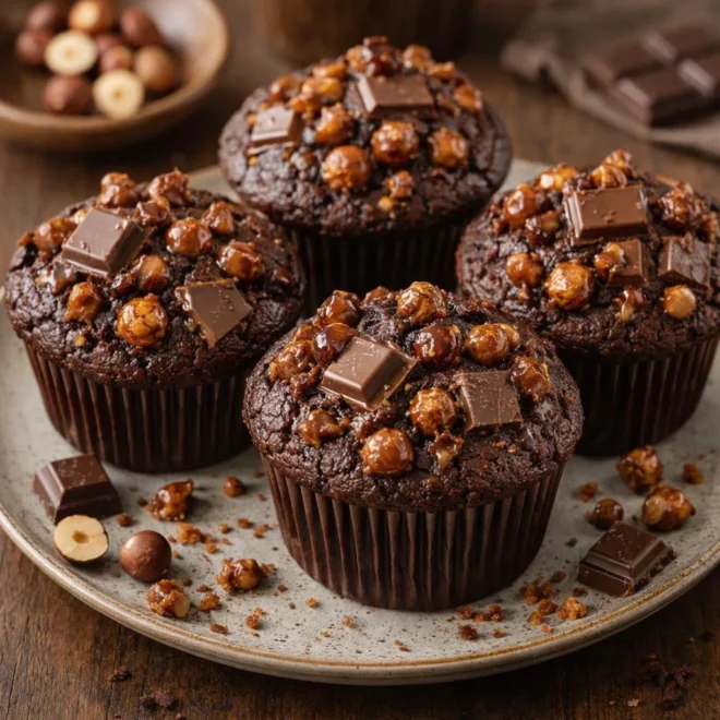 Muffins chocolat au lait et noisettes caramélisées