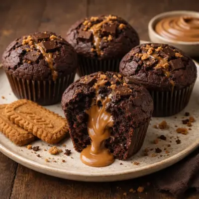 Muffins au chocolat cœur crème de spéculoos