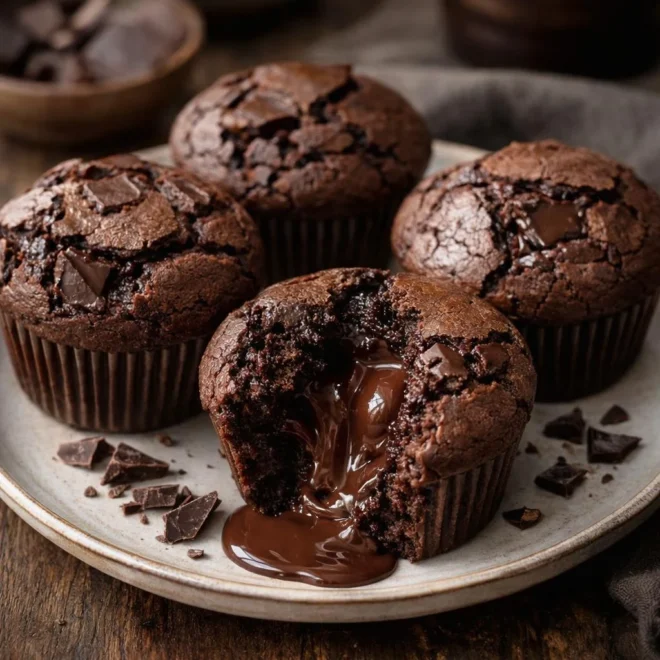 Muffins chocolat cœur fondant : façon fondant