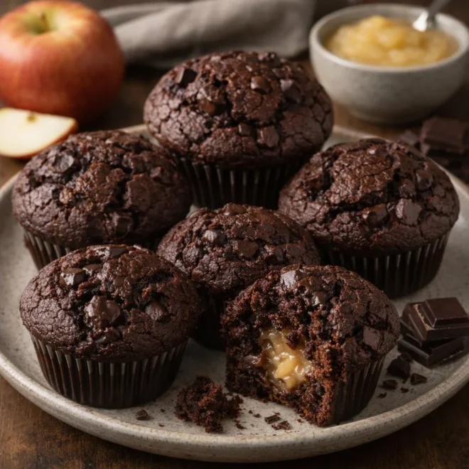 muffins chocolat à la compote de pommes : moelleux