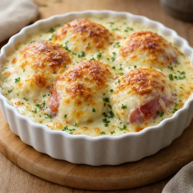 Œufs au jambon béchamel gruyère gratinée
