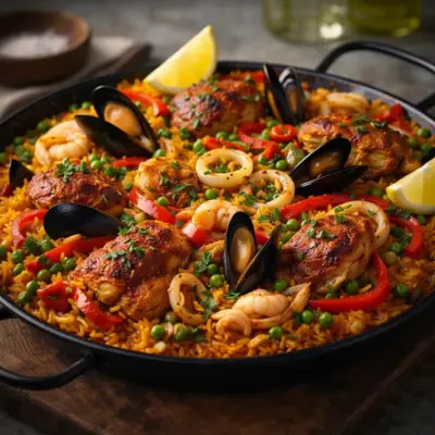 Paella espagnole classique : riz safrané et socarrat