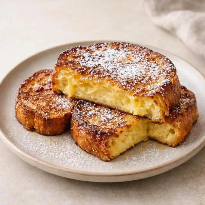 Pain perdu au four brioche moelleux, doré