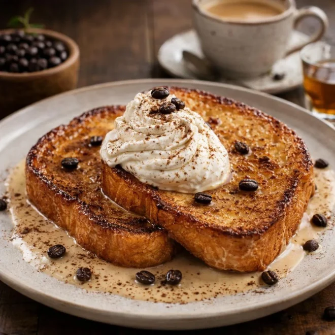 Pain perdu brioché au café et à la crème vanillée