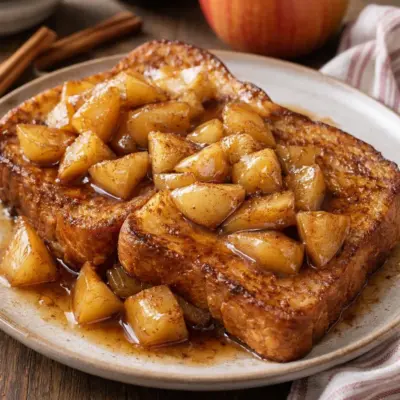 Pain perdu à la cannelle et pommes caramélisées