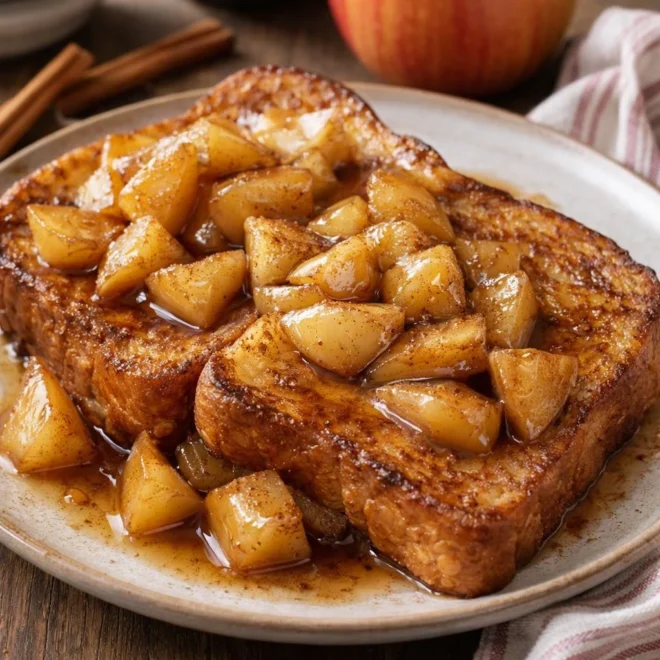 Pain perdu à la cannelle et pommes caramélisées
