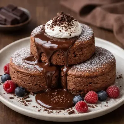 Pancakes soufflés japonais au chocolat, cœur gourmand