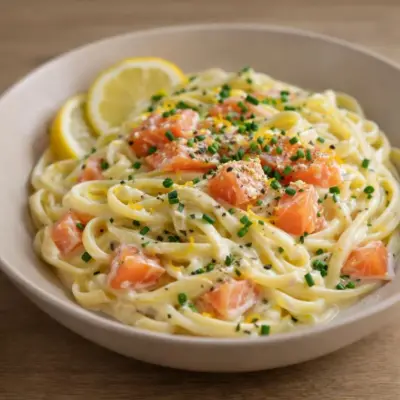 Pâtes au saumon fumé à la crème citronnée “à la Vince”
