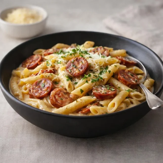 Recette pâtes crémeuses au chorizo de bœuf