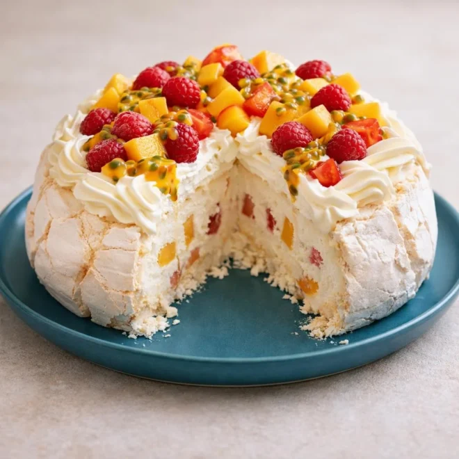Pavlova glacée aux fruits d’été : cœur fondant