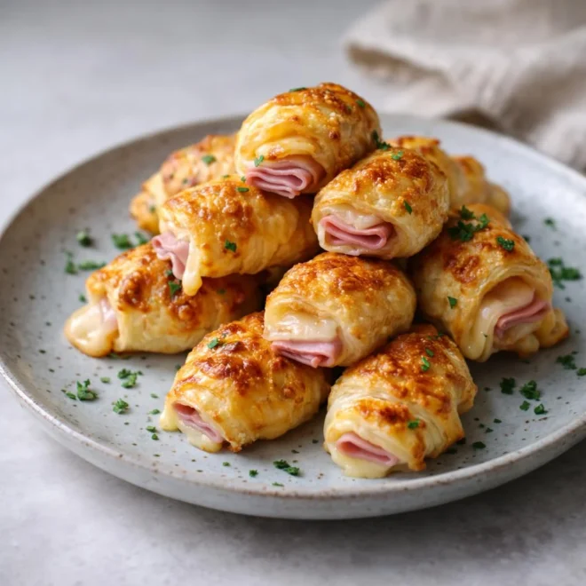 Petits croissants au jambon et fromage fondu