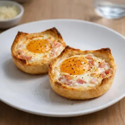 Petits pains cocotte au jambon œuf coulant
