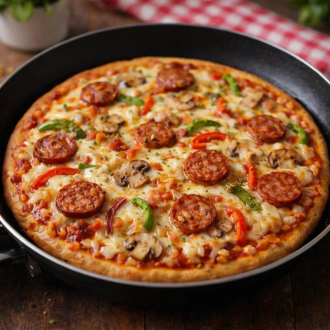 Recette pizza dans une poêle crousti-fondante