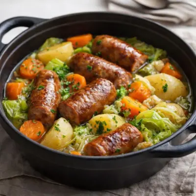Potée aux saucisses fumées et légumes : mijotée en cocotte
