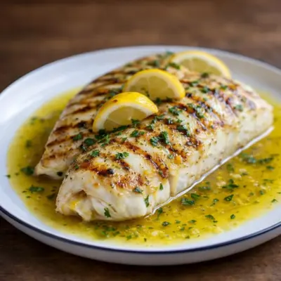Poisson grillé à la sauce au beurre citronné