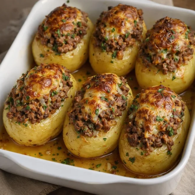 Pommes de terre farcies bœuf haché et comté