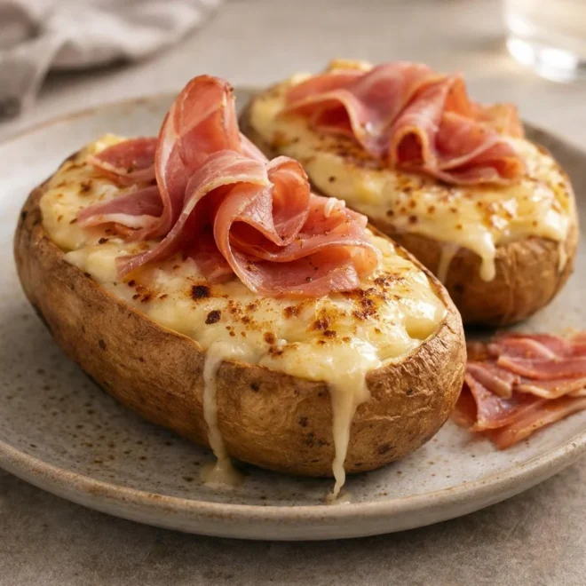 Pomme de terre farcie façon raclette gourmande