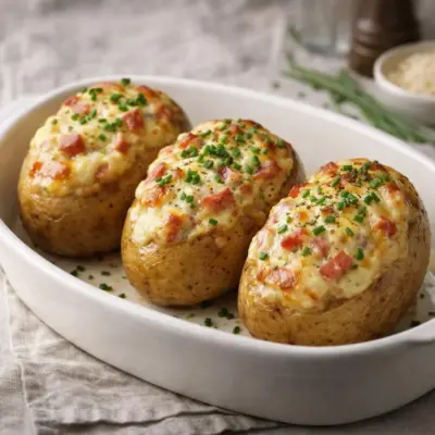 Pommes de terre farcies au jambon de Parme gratiné