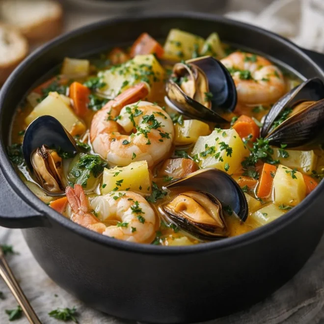 Pot-au-feu de la mer : moules & crevettes