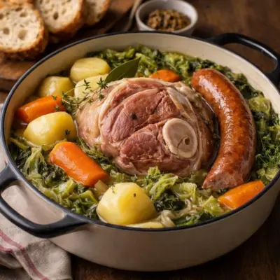 Potée de grand-mère au chou frisé et jarret demi-sel