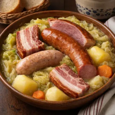 Potée lorraine au chou lard fumé et saucisses