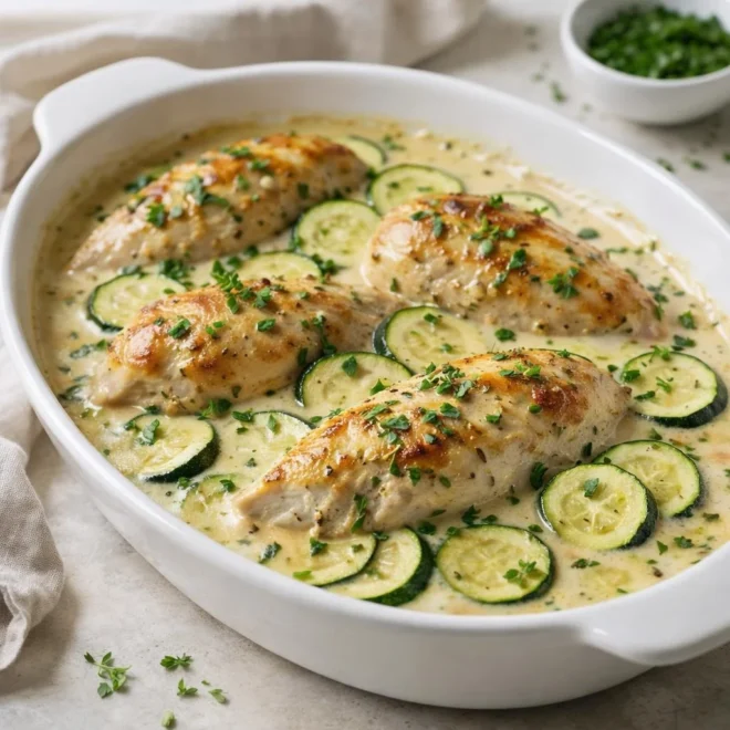 Poulet à la crème fraîche et courgettes (recette facile)