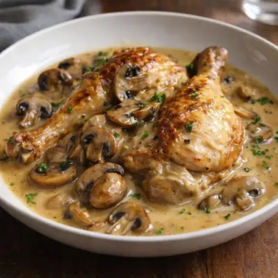 Recette poulet au porto et champignons de Paris