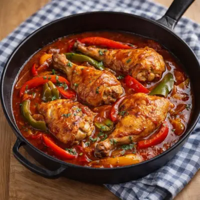 Recette poulet basquaise facile et rapide (poivrons)