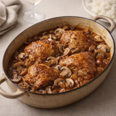 Recette poulet chasseur vin blanc champignons (simple)