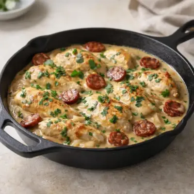 Poulet crémeux au chorizo : sauce crème onctueuse