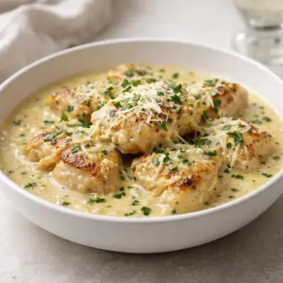 Poulet crémeux au parmesan et à l’ail (sauce onctueuse)