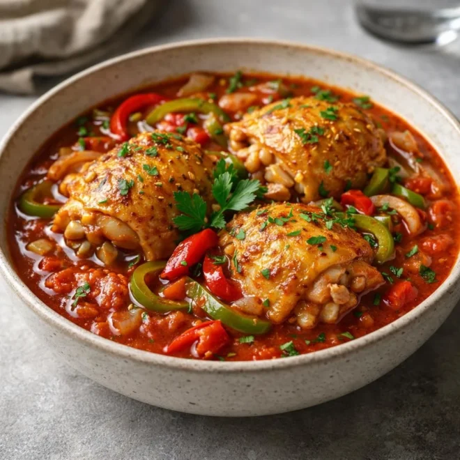 poulet créole à la tomate : sauce épicée aux herbes