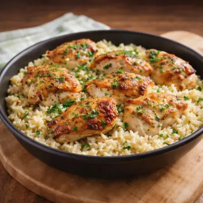 Recette poulet doré riz à l’ail et parmesan