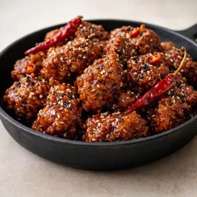 Poulet frit caramélisé coréen (Yangnyeom Dak) au sésame