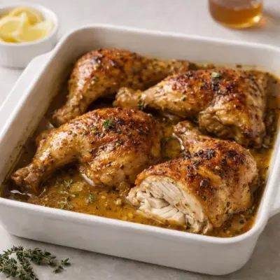 Poulet rôti à la moutarde et au miel au four